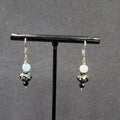 Pierced Earrings Silver tone Blue Stone Bead Dangle 3/4"