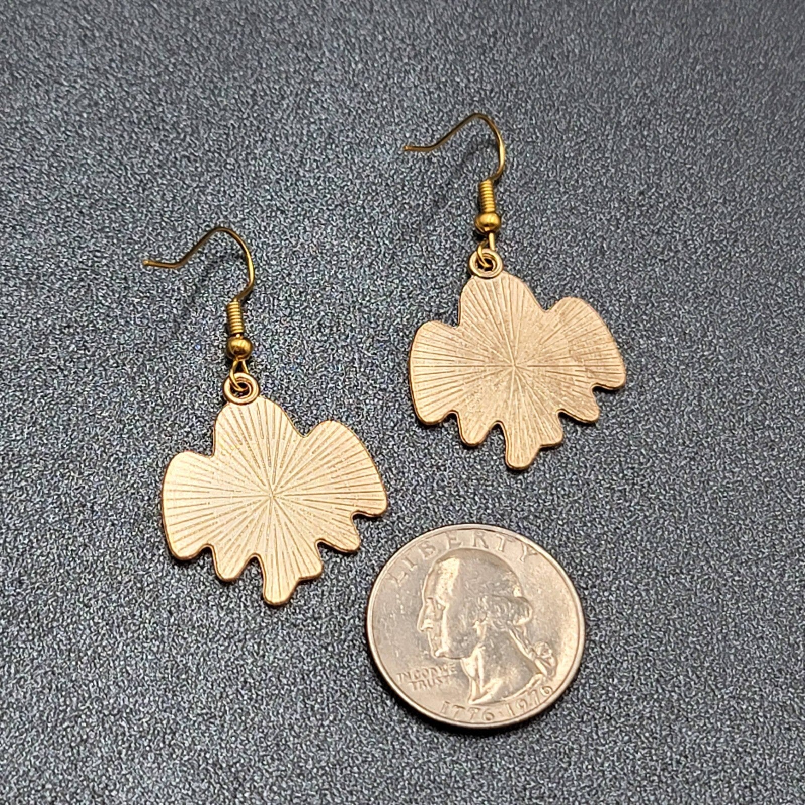 Halloween Pierced Earrings Gold tone Enamel Dangle 1"