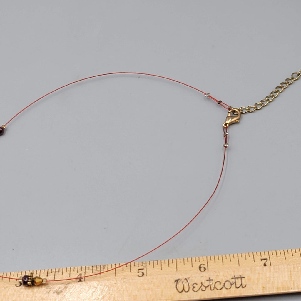 Red Modernist Bead Necklace Twist Cord 16"-18"