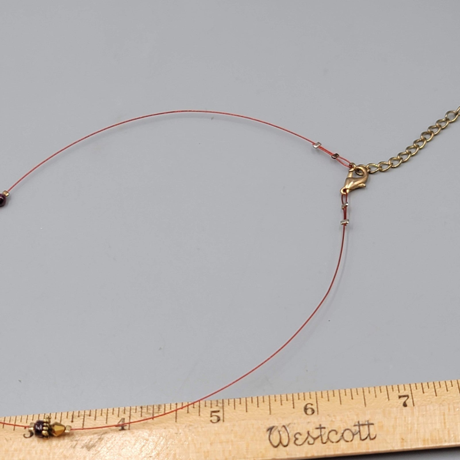 Red Modernist Bead Necklace Twist Cord 16"-18"