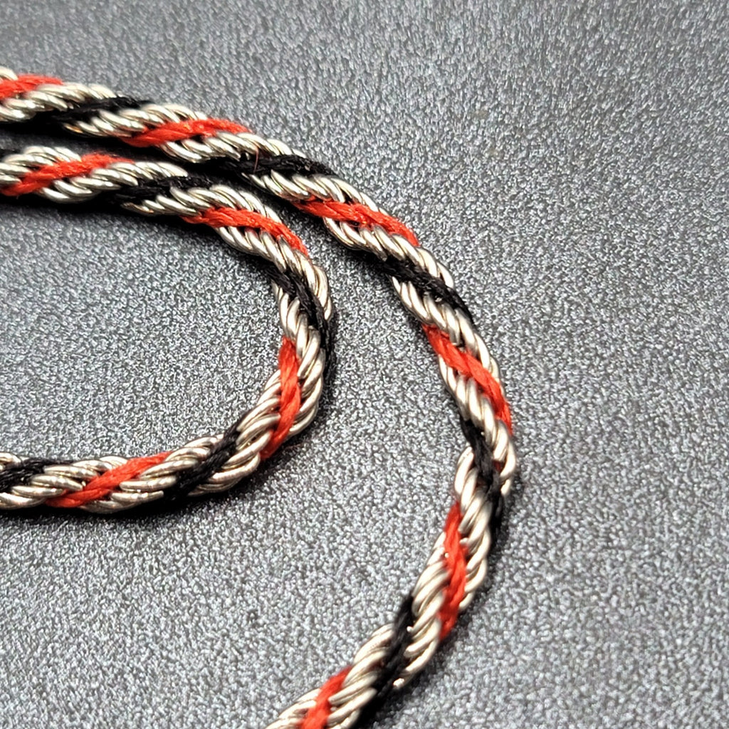 Vintage Twisted Rope Chain Necklace Silver tone Red Black Unique 17"