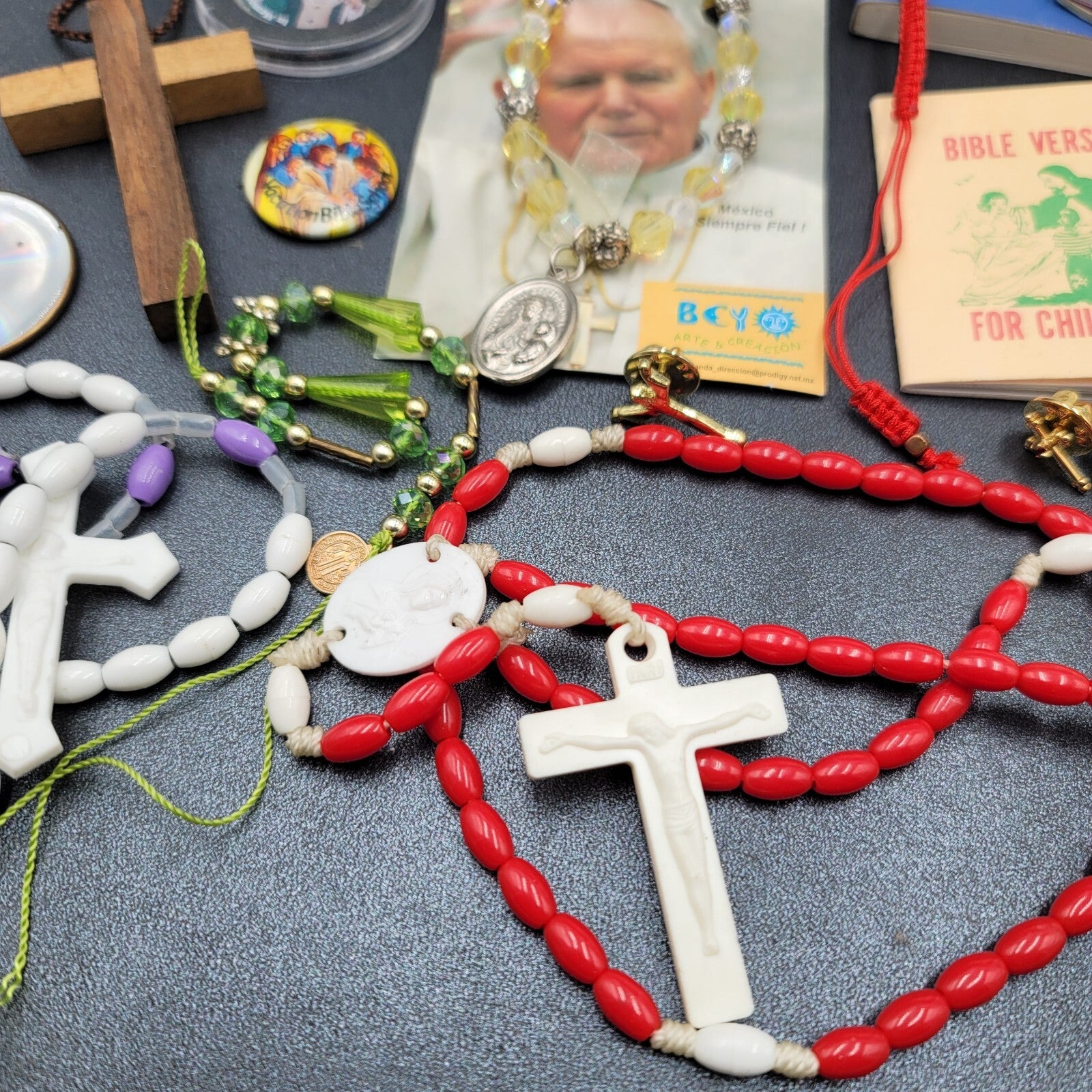 Vintage Religious Booklets Large Lot Rosaries Medals Bracelets etc