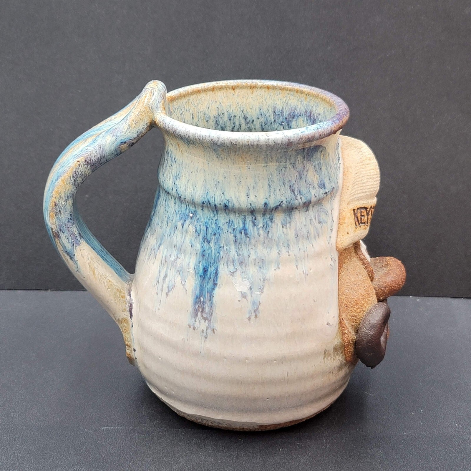 Robert Eakin SIGNED Studio Art Pottery Ugly Face Mug Keystone  5"