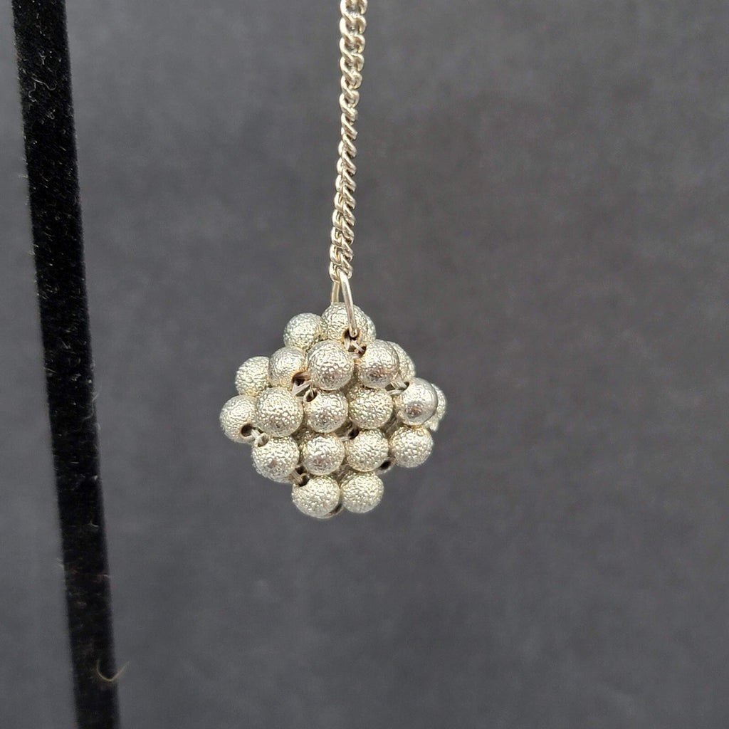 Vintage Pierced Earrings Silver tone Bead Cluster Dangle Unique 2.5"