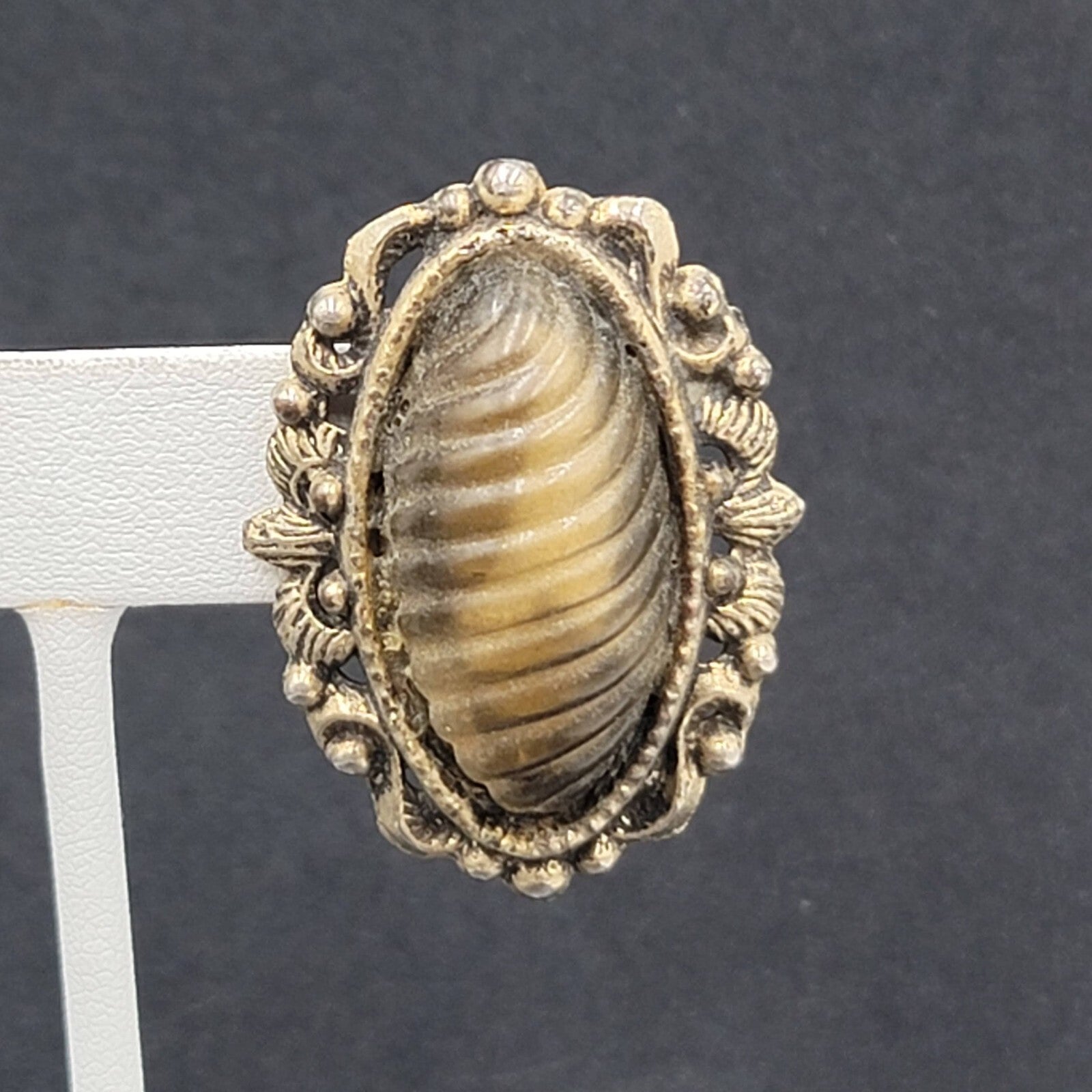 Vintage Clip on Earrings Gold tone Plastic Large Statement 1.5"