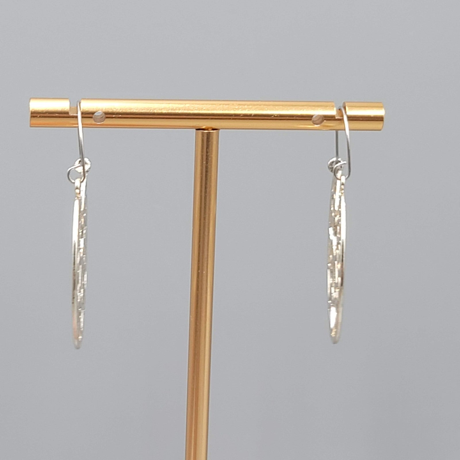 Open Work Hoops Pierced Earrings Silver tone Dangle Geometric 1.25 in