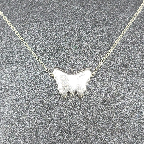 Butterfly Pendant Necklace Silver Plated 19"
