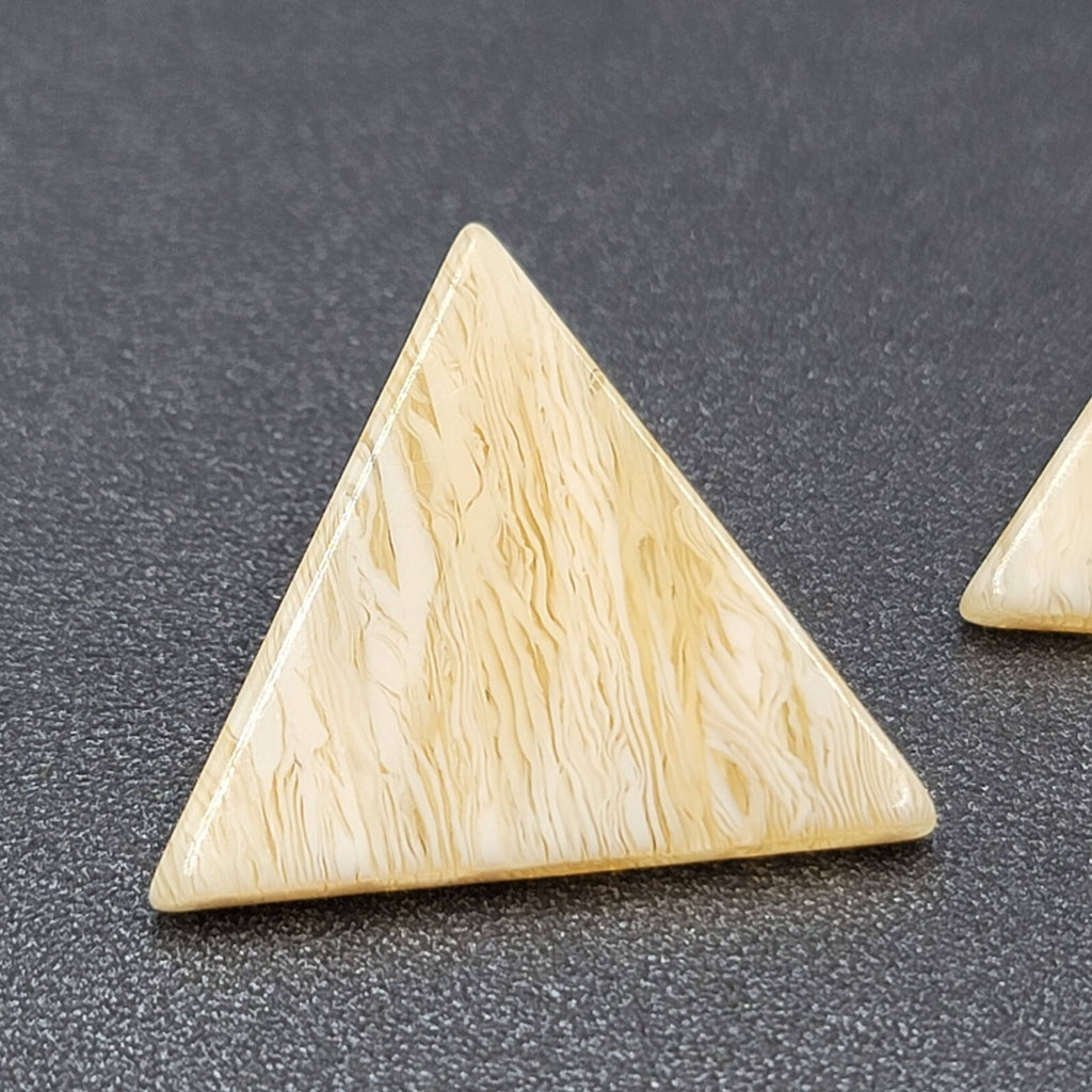 Vintage Pierced Earrings Resin Translucent Triangle Drop 1"