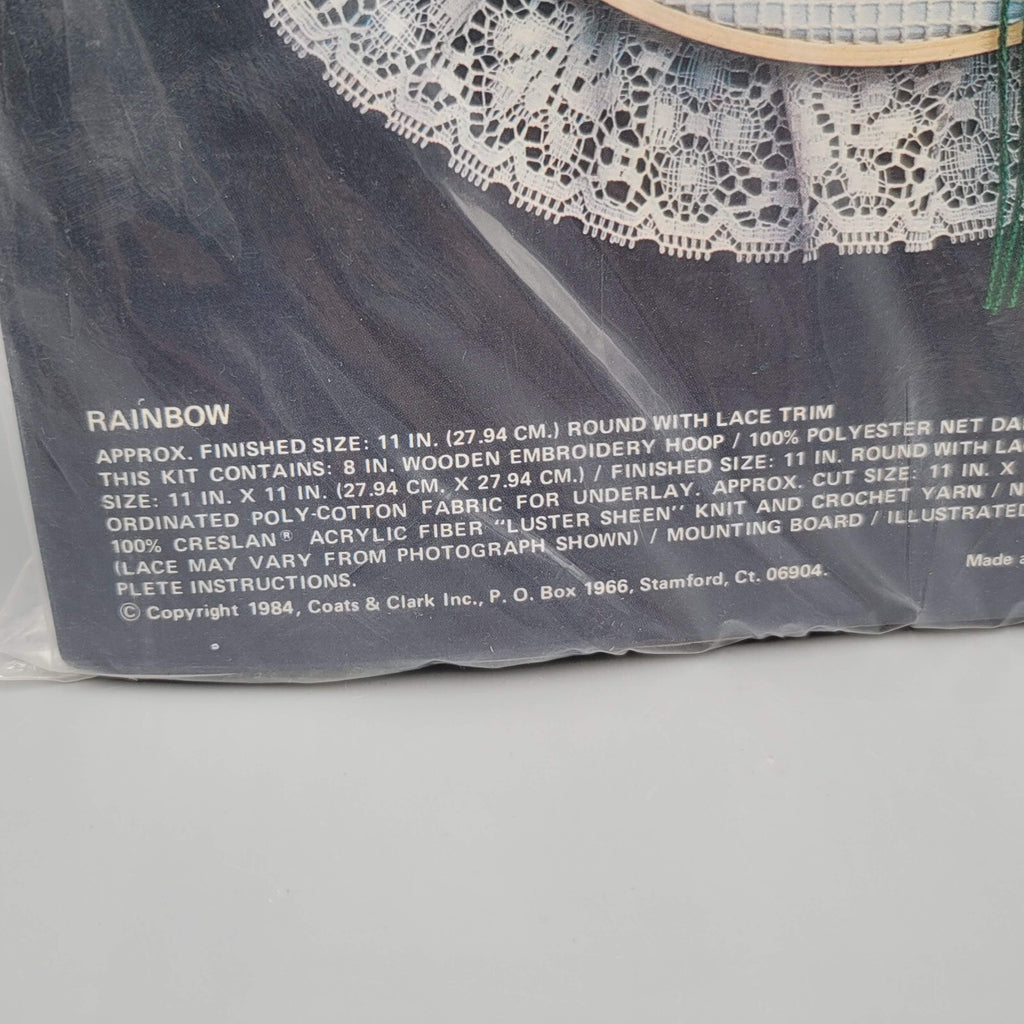 Vintage Red Heart Net Darning Kit Hoop Lace Rainbow Kit 5921-01 NOS