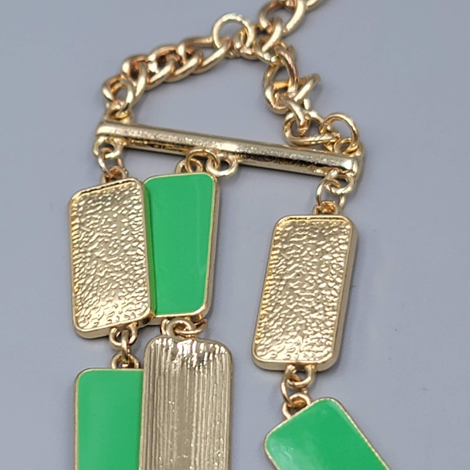 New York & Company Necklace Multi Strand Statement Rectangular Gold Tone 18 Inch