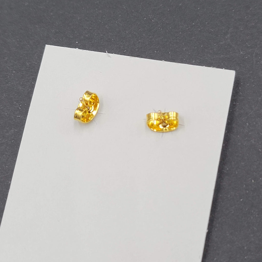Vintage Pierced Earrings Gold tone Diamond Shape Black Onyx Studs 5/8"
