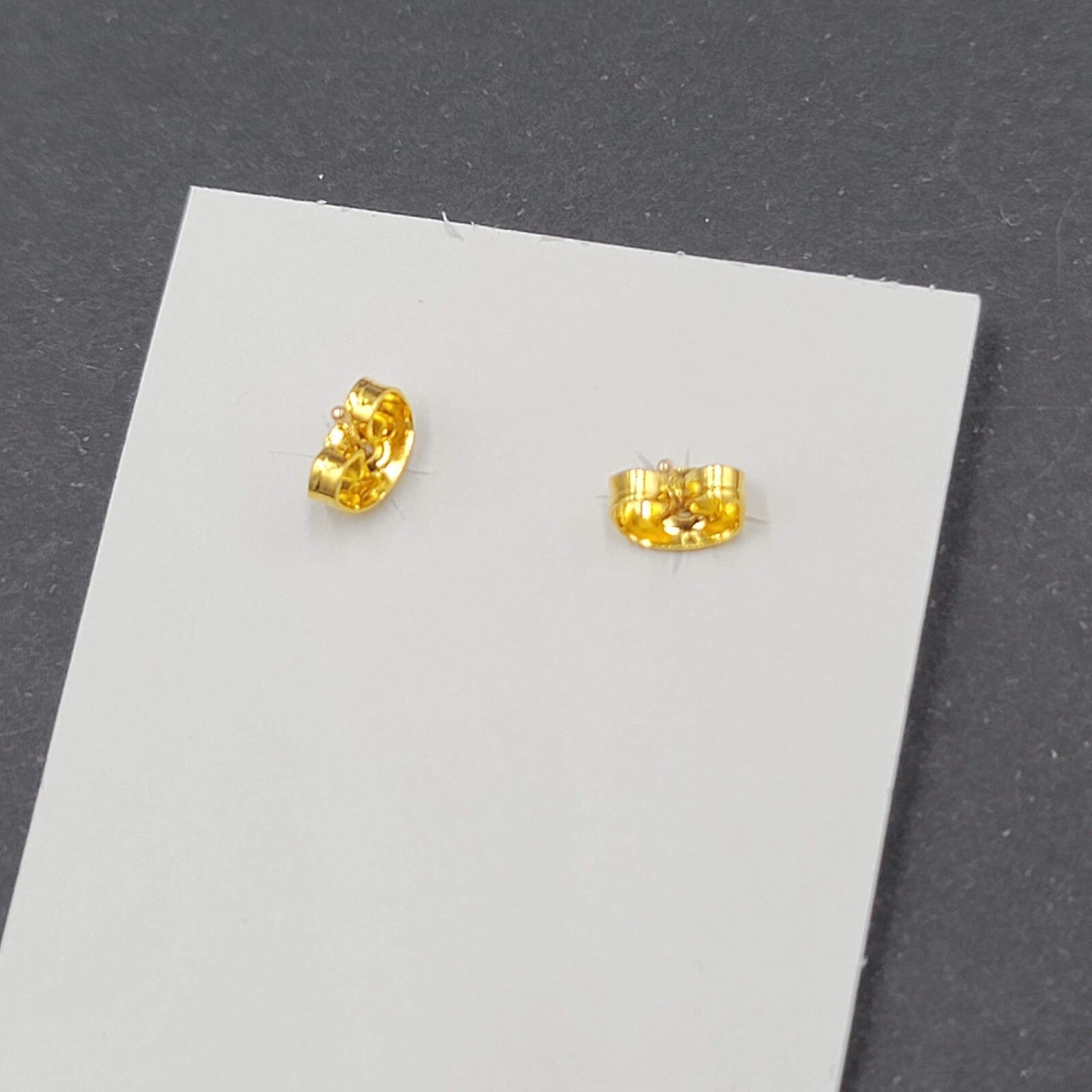 Vintage Pierced Earrings Gold tone Diamond Shape Black Onyx Studs 5/8"