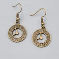 Clock Pierced Earrings Bronze tone Open Work Embossed Dangle New 7/8"