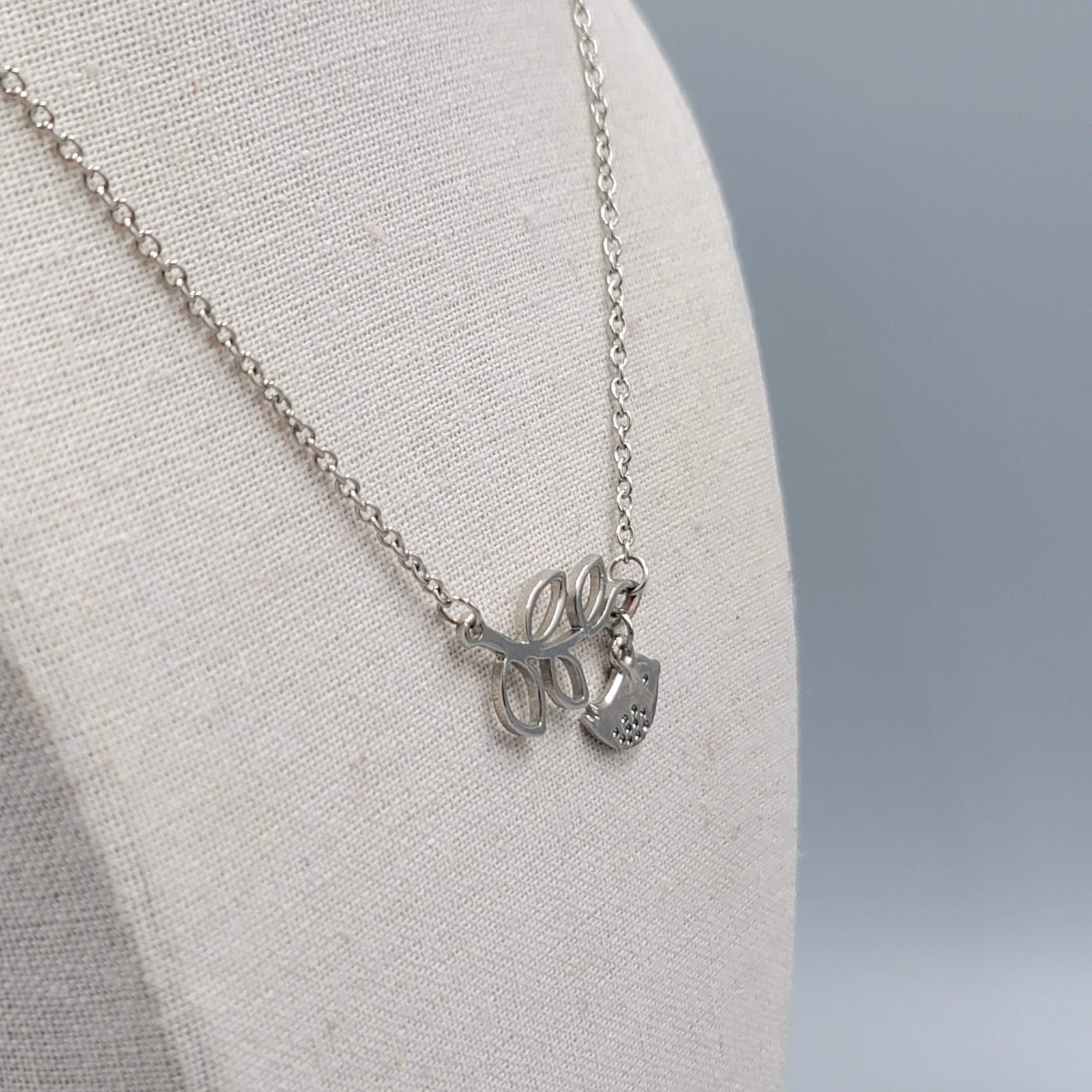 Bird and Branch Necklace Silver tone 18"