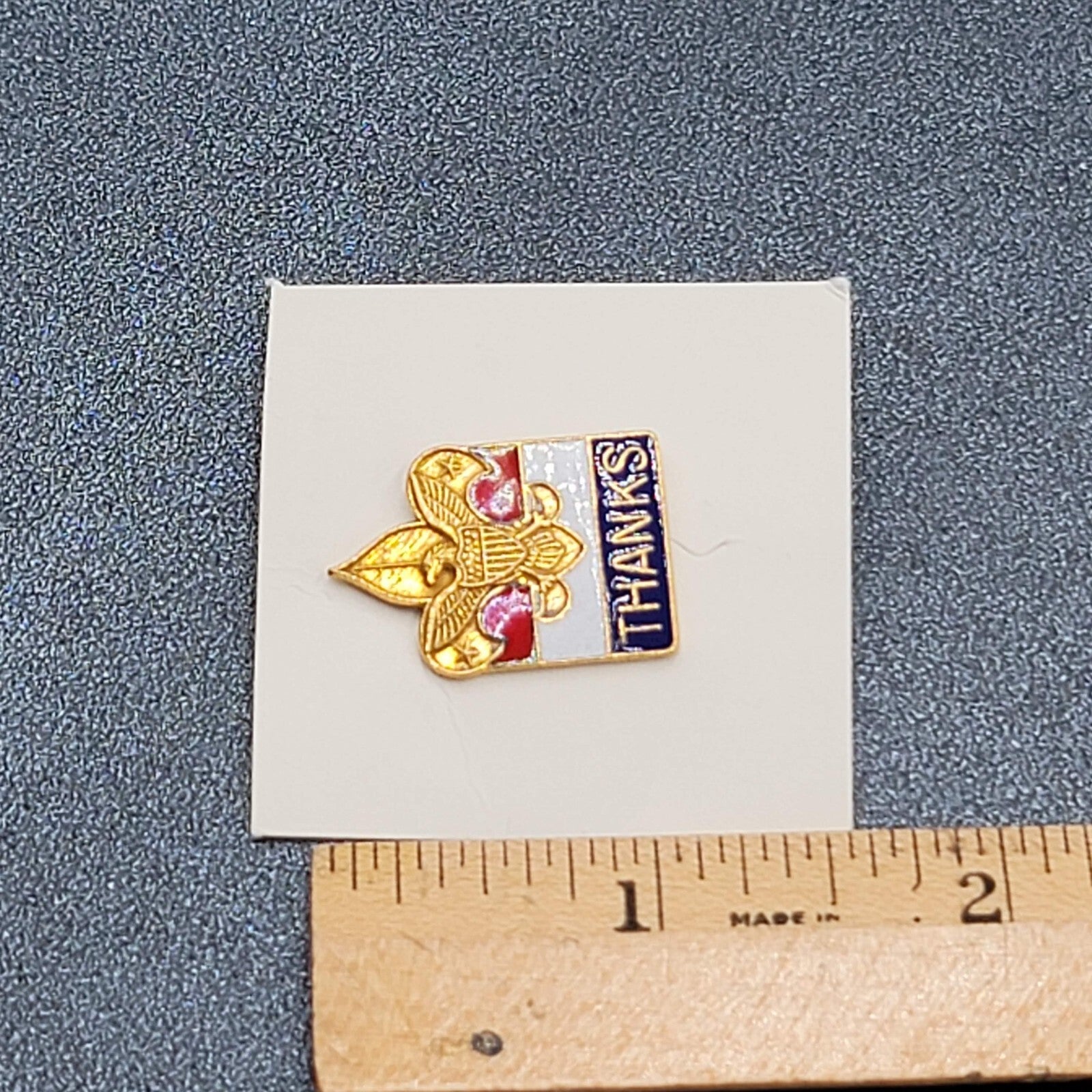 Boy Scouts Of America Thanks Pin Red White Blue Gold tone 1"