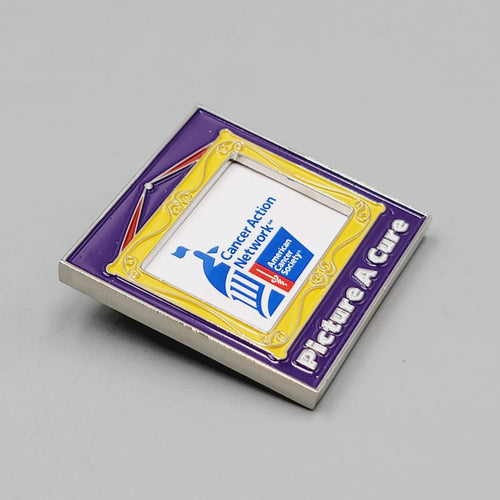 American Cancer Society Picture a Cure Enamel Pin Photo Frame Brooch 1.75"