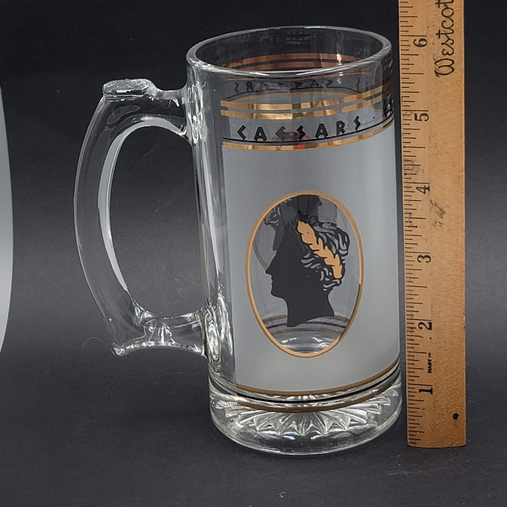 Vintage NEW Old Stock CAESAR'S PALACE Frosted Heavy Glass Mug Stein 7" Tall