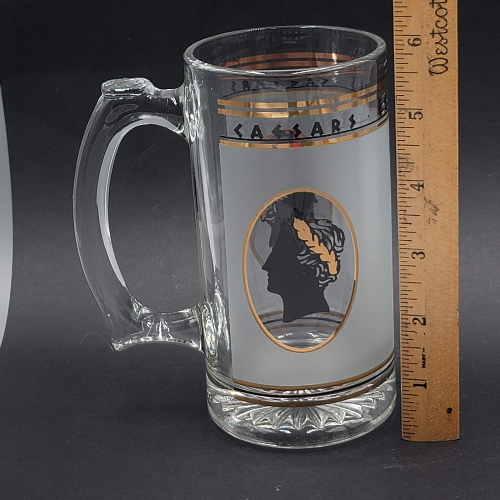 Vintage NEW Old Stock CAESAR'S PALACE Frosted Heavy Glass Mug Stein 7" Tall