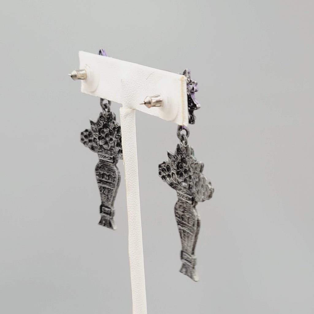 Vintage Don Lin Pierced Earrings Flower Bouquet Dangle 2.5"