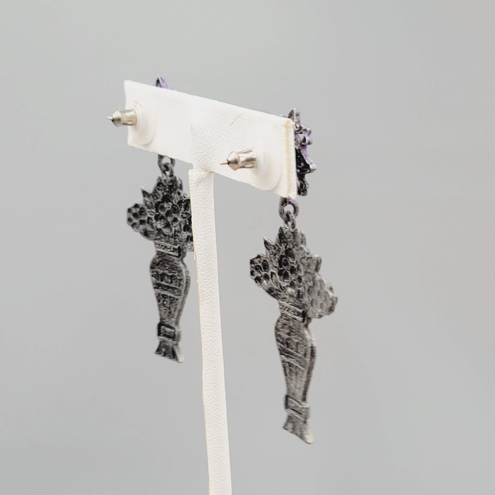 Vintage Don Lin Pierced Earrings Flower Bouquet Dangle 2.5"