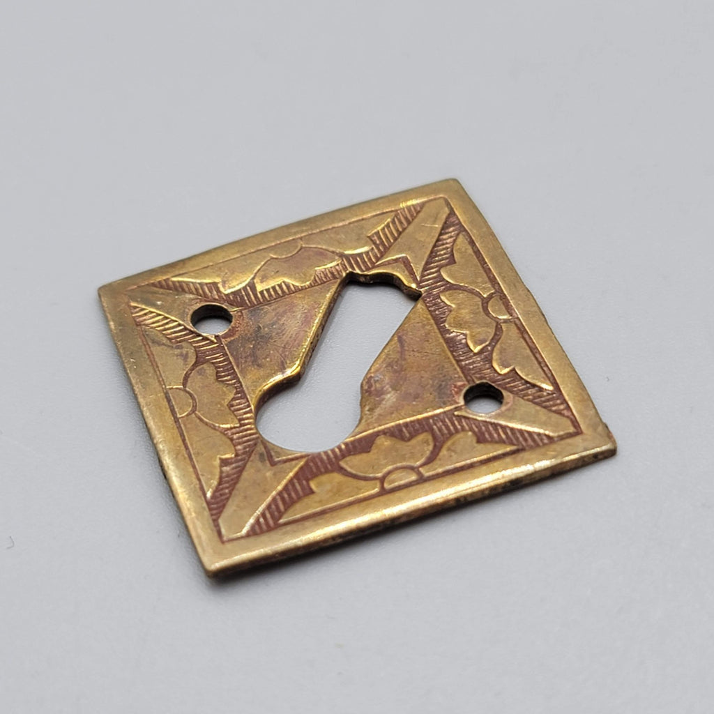 Vintage Square Brass Skeleton Keyhole Escutcheon Salvage Hardware 1.5" (59)