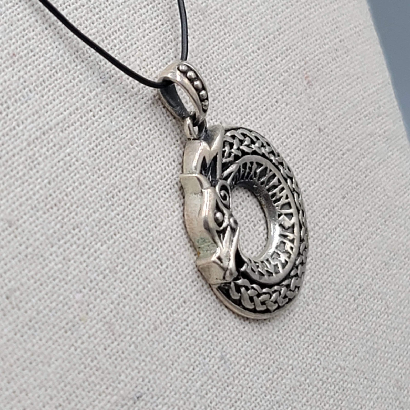 Ouroboros Pendant Necklace 925 Sterling Silver Viking Dragon 16"-18"