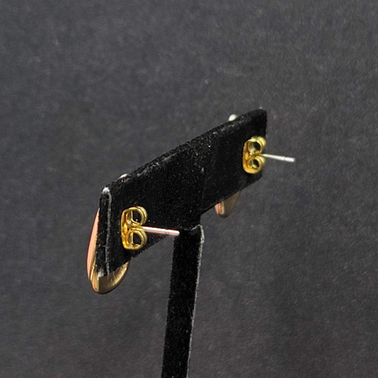 Vintage Pierced Earrings Gold tone PinkEnamel Teardrop Studs 3/4"