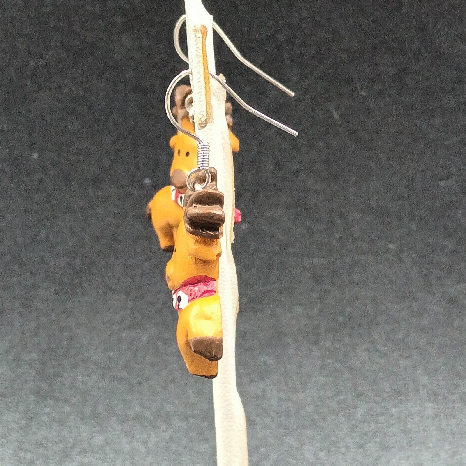 Pierced Earrings Christmas Painted Reindeer Statement Dangle 1"