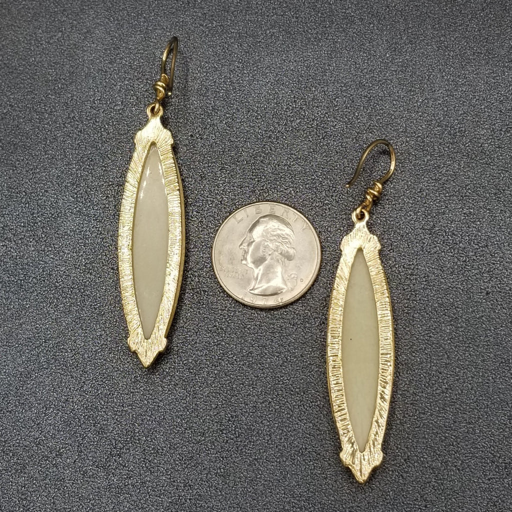 Pierced Earrings Gold tone Shimmer Acrylic Dangle 2.25"