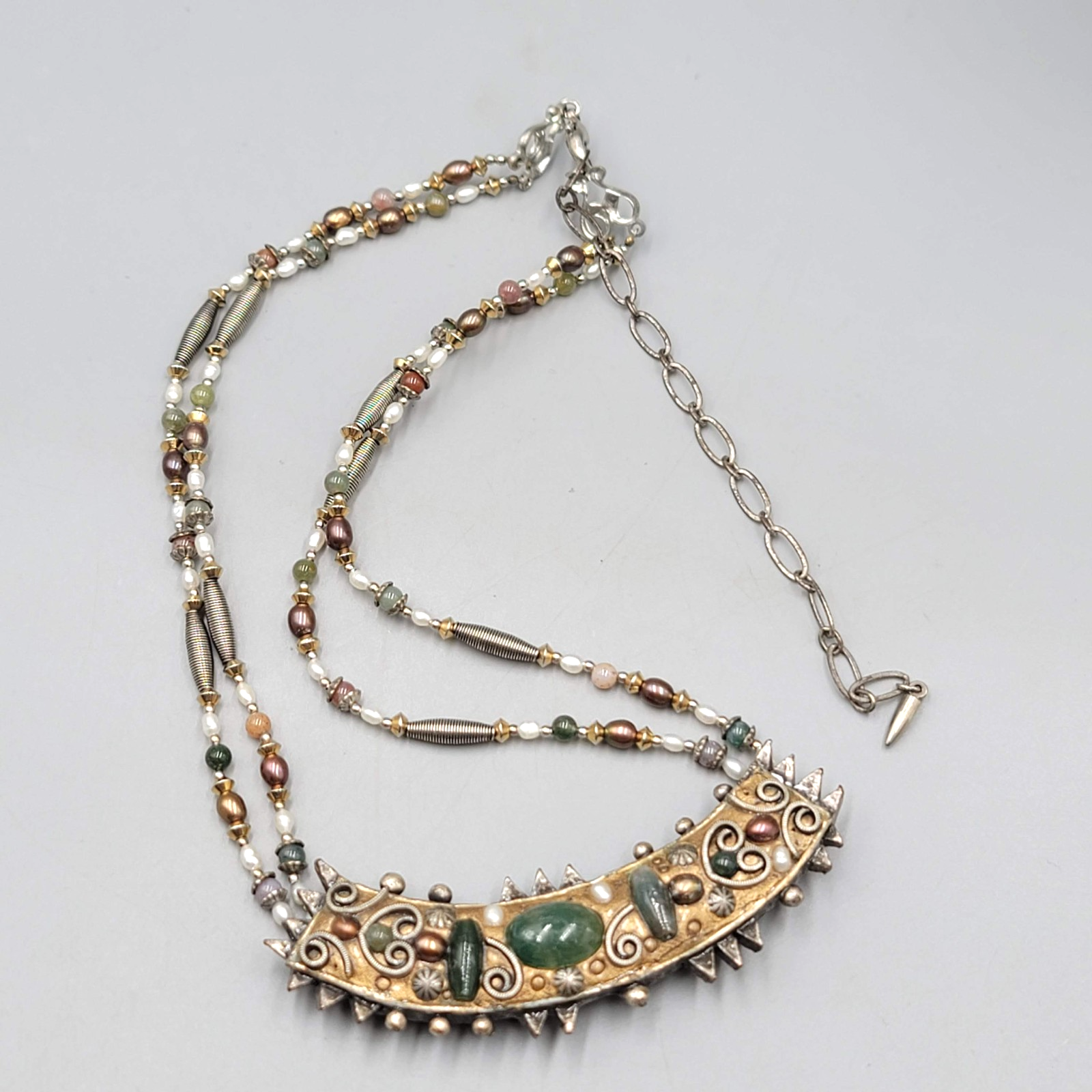 Ethnic Multi Stone Necklace Mixed Materials 18"-22"