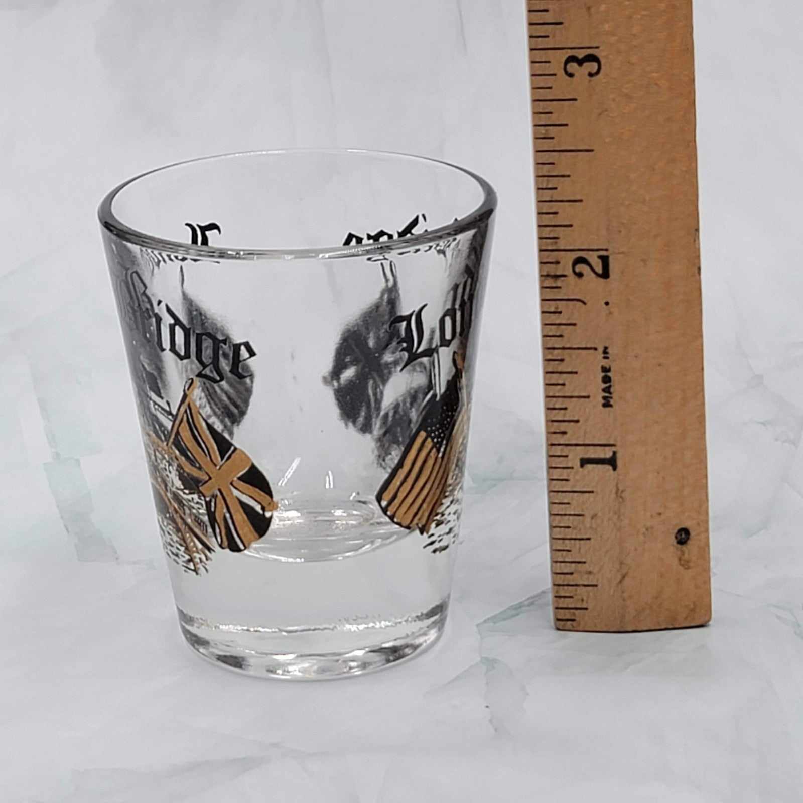 Vintage London Bridge Lake Havasu City AZ Shot Glass Black Gold Collectible