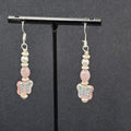 New Pierced Earrings Silver tone Iridescent Butterfly Bead Dangle Pink 1.5"