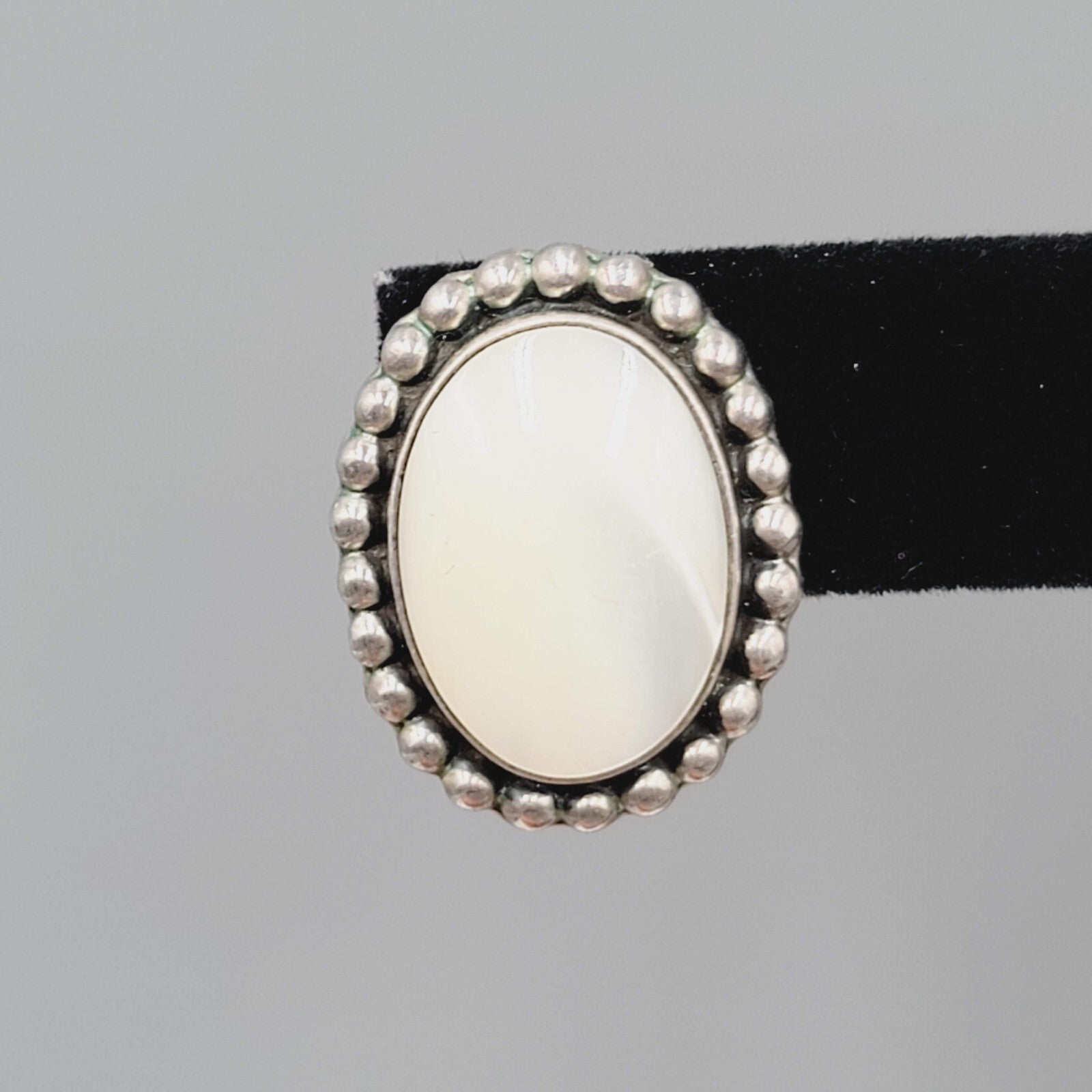 Vintage Signed ATI Mexico Sterling Silver MOP Pierced Earrings Mother of Pearl