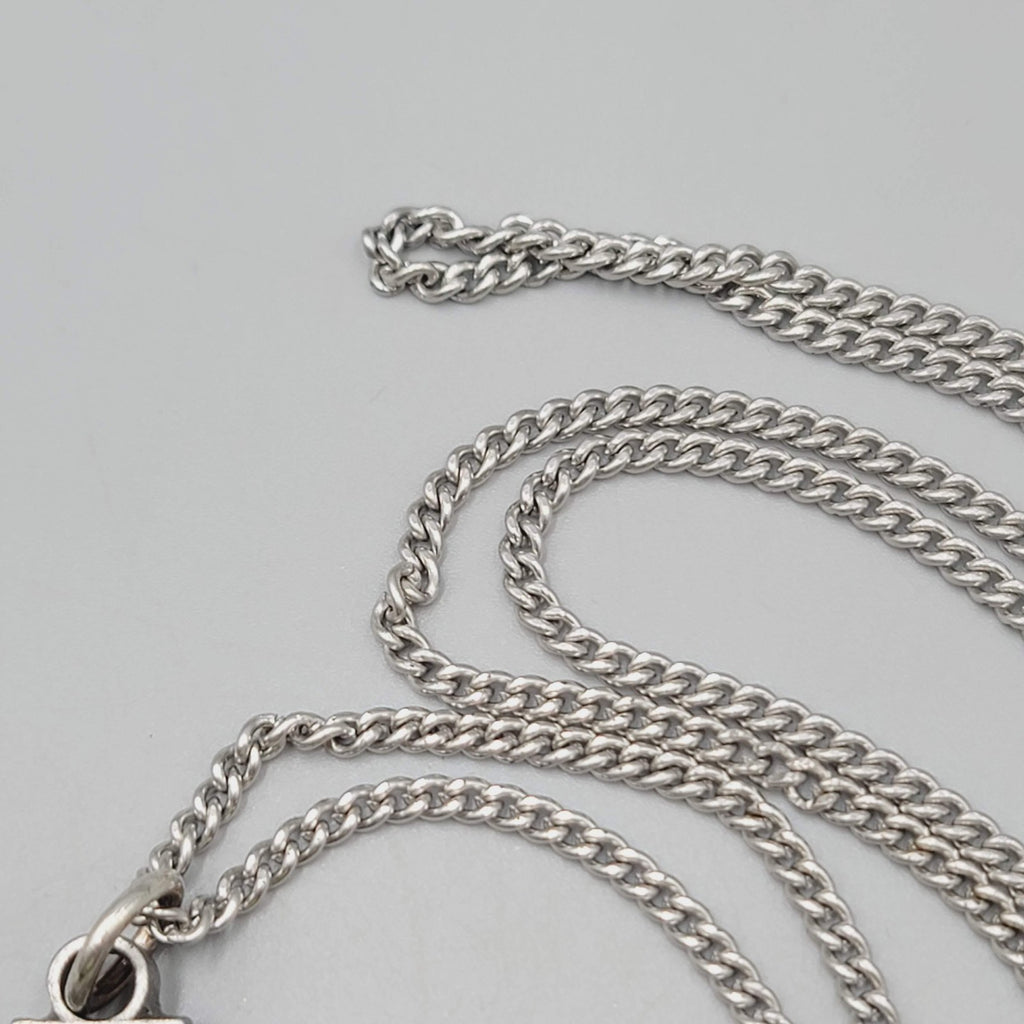 Christian Cross Necklace 30" Silver Tone Jesus Crucifix INRI Pendant Chain 30"