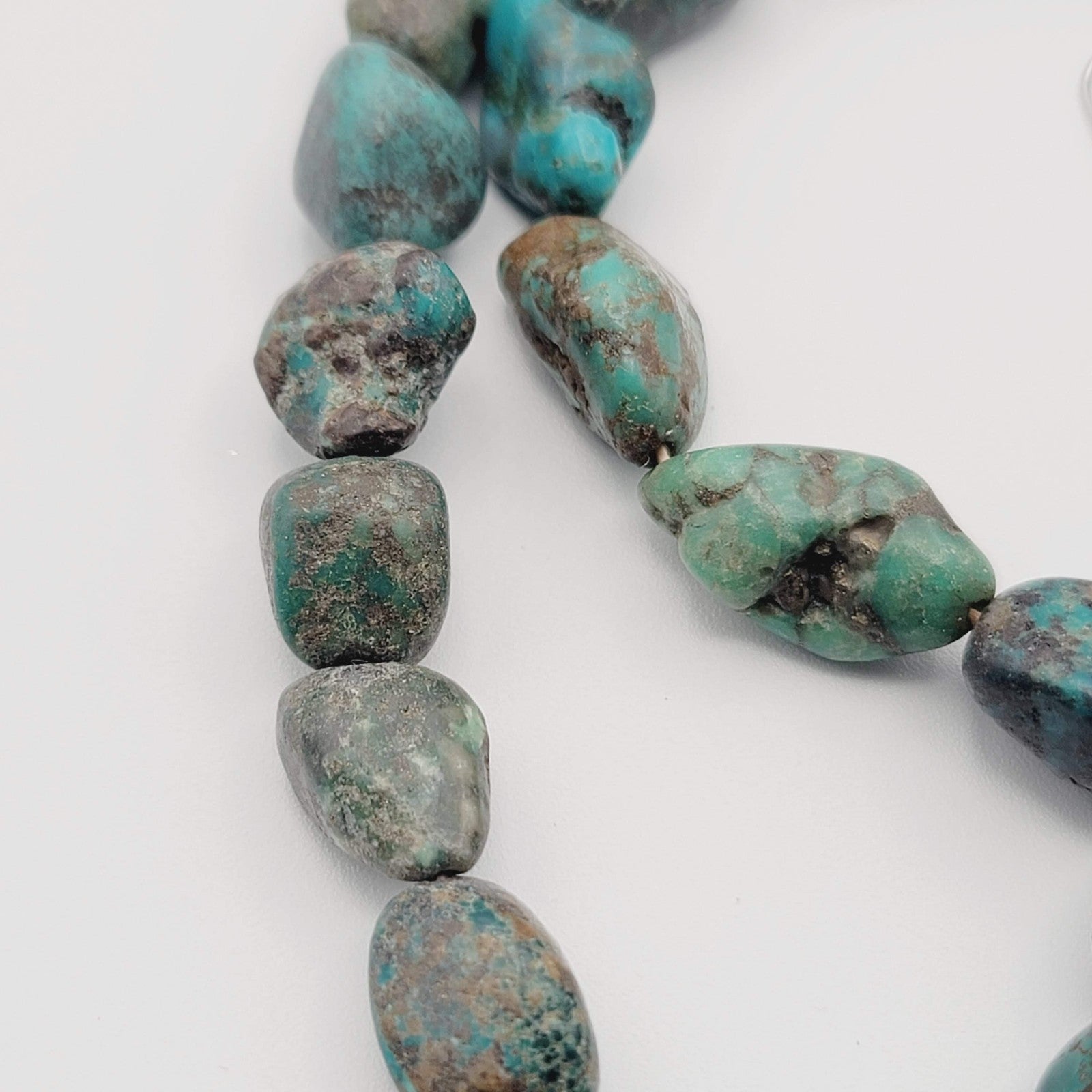 Native American Turquoise Nugget Necklace Coral Bead Matching Earrings 22 in