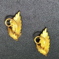 Vintage ROMA Clip on Earrings Gold Plated Leaf Climber Drop 1.25"