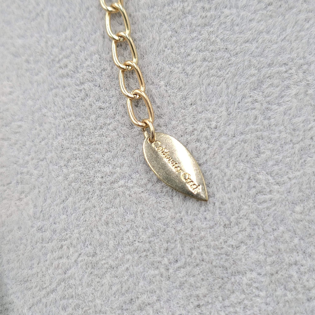 Coldwater Creek Necklace Gold tone Green Glass Beads LONG 36"