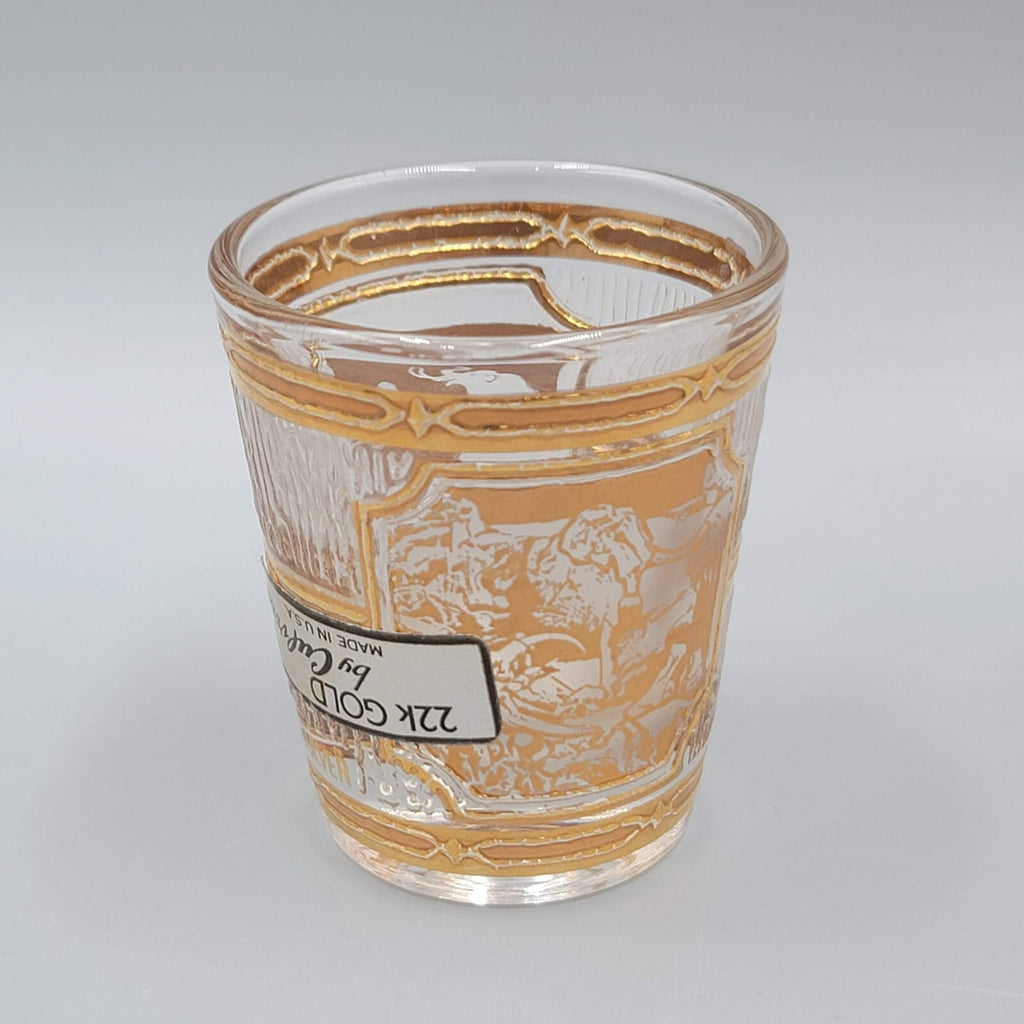 Vintage The Mammoth Site South Dakota  Culver 22k Gold Shot Glass Souvenir 2 oz