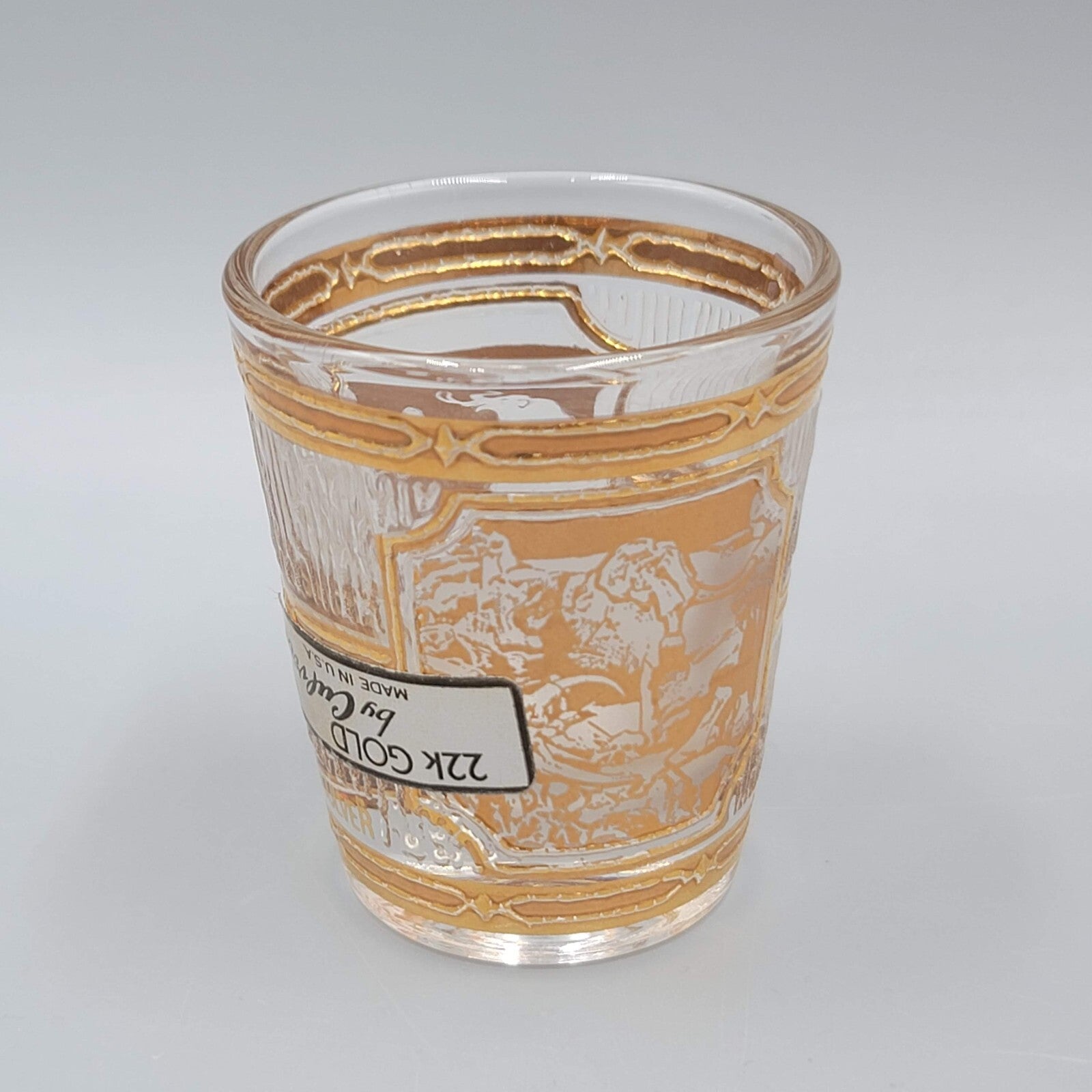 Vintage The Mammoth Site South Dakota  Culver 22k Gold Shot Glass Souvenir 2 oz