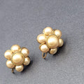 Vintage Clip on Earrings Bronze tone Gold Bead Flower Screw Back Studs 3/4"