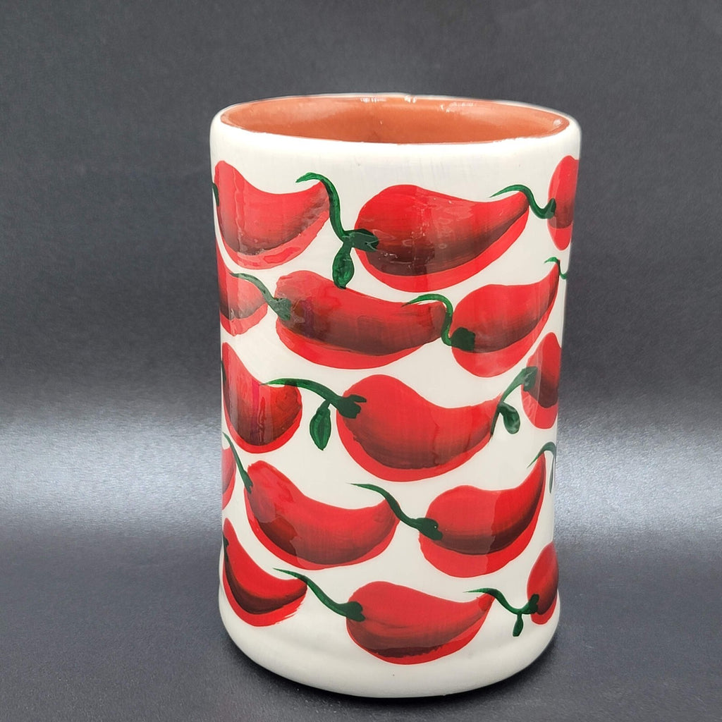 Mexico Clay Coffee Mug Red Chili Peppers Handmade Souvenir