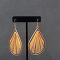 New Boho Pierced Earrings Copper tone Rainbow Threaded Dangle Teardrop 2.75"