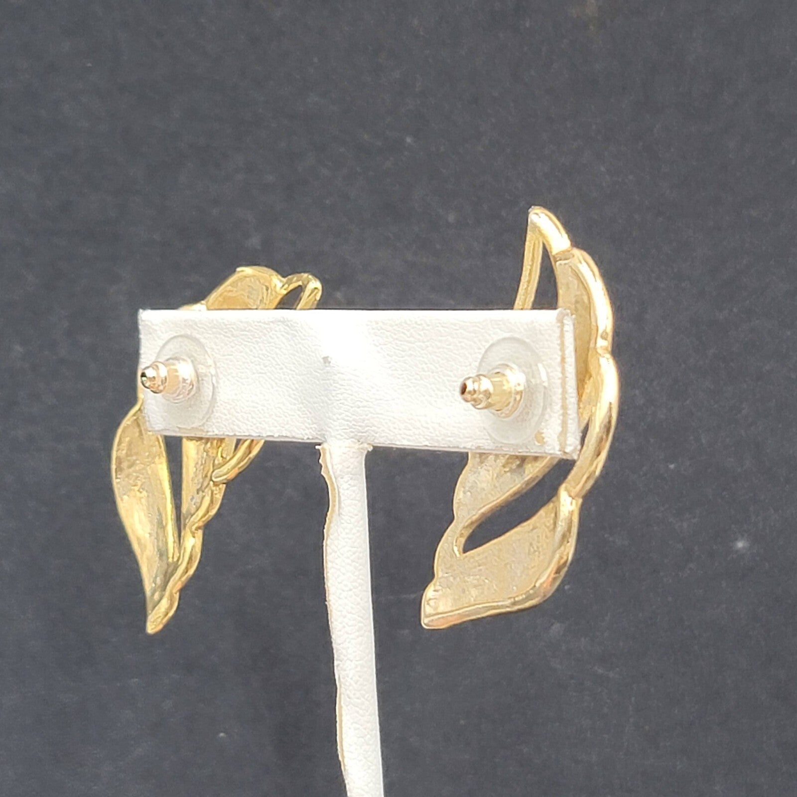 Vintage Pierced Earrings Gold tone Swirl Yellow Enamel Drop Statement 1.75"