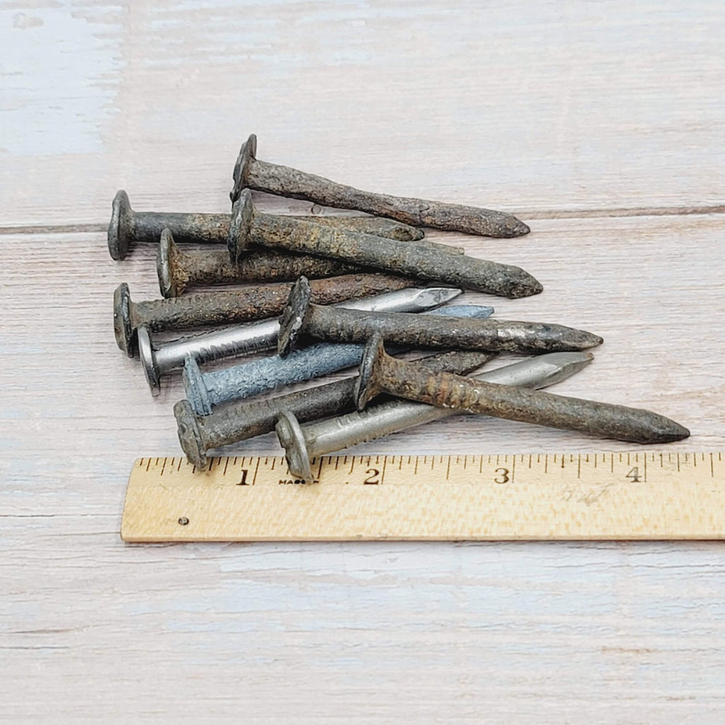 Vintage Railroad Date Nail Lot of 11 Salvage Reclaimed Round Head Shaft