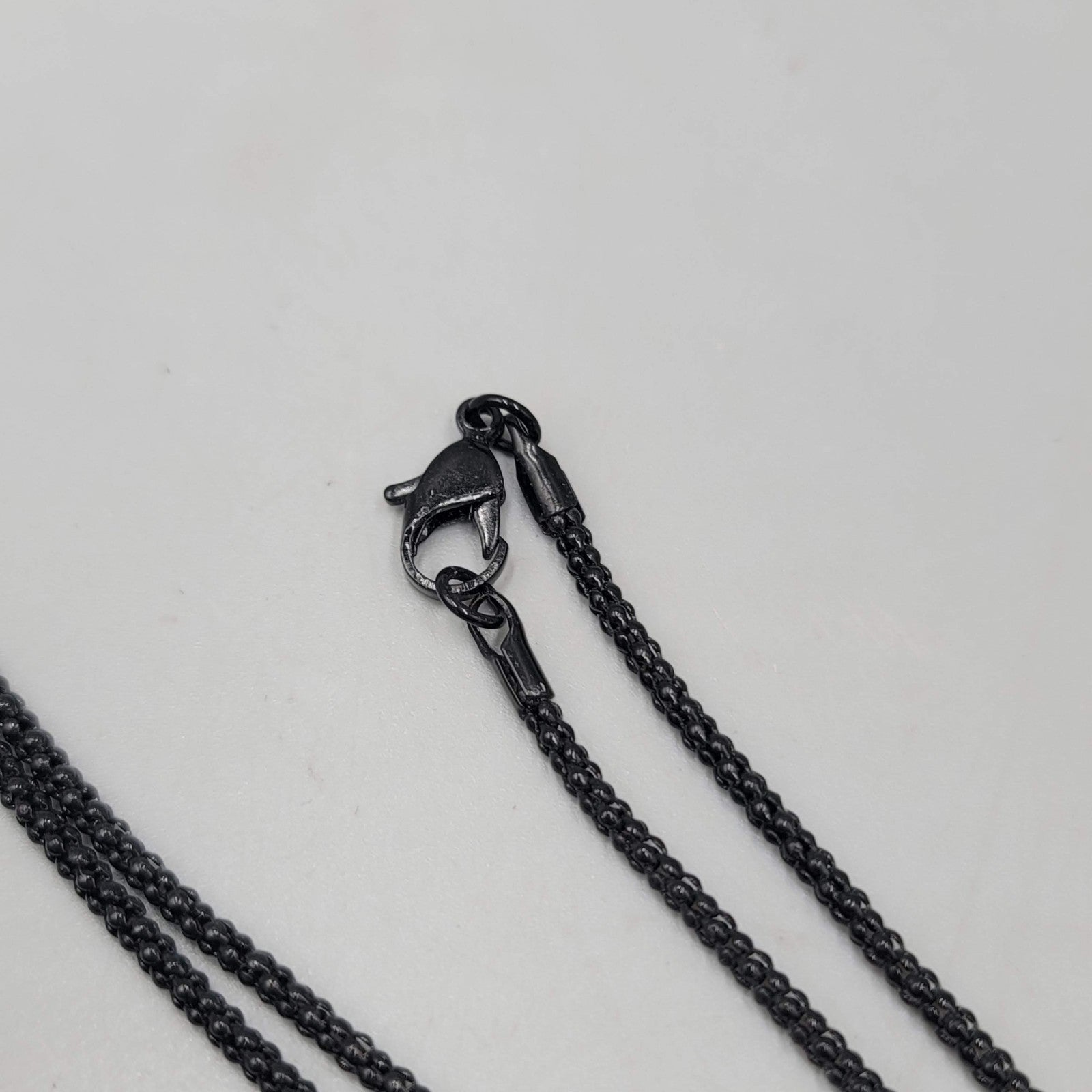Black Metal Long Chain Tassel Necklace Black Rhinestones 26 in