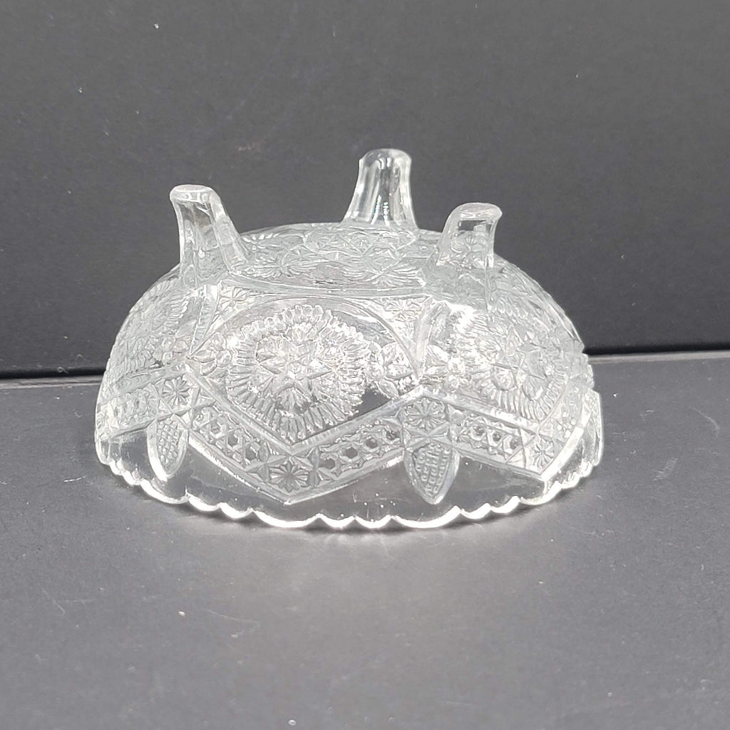 Vintage 3 Footed Bowl Pressed Glass 4" x 2.5"