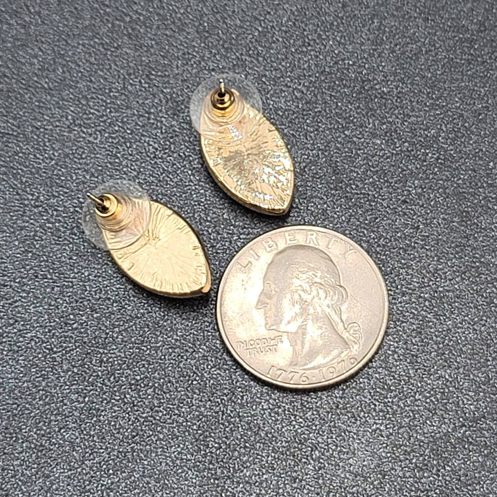 Vintage Pierced Earrings Gold tone Faceted Glitter Acrylic 3/4"