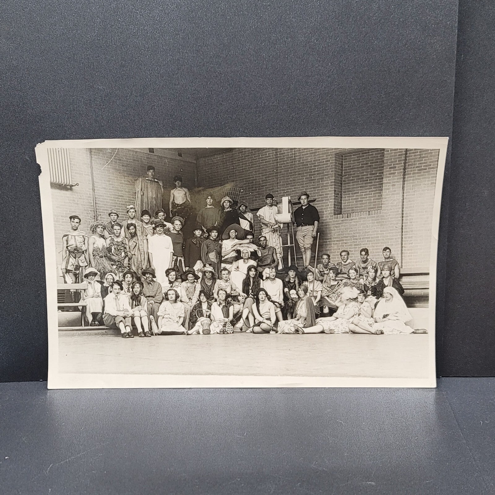 Rare Antique University Freshman Initiation Costume Black White Photo 10"x6.5"
