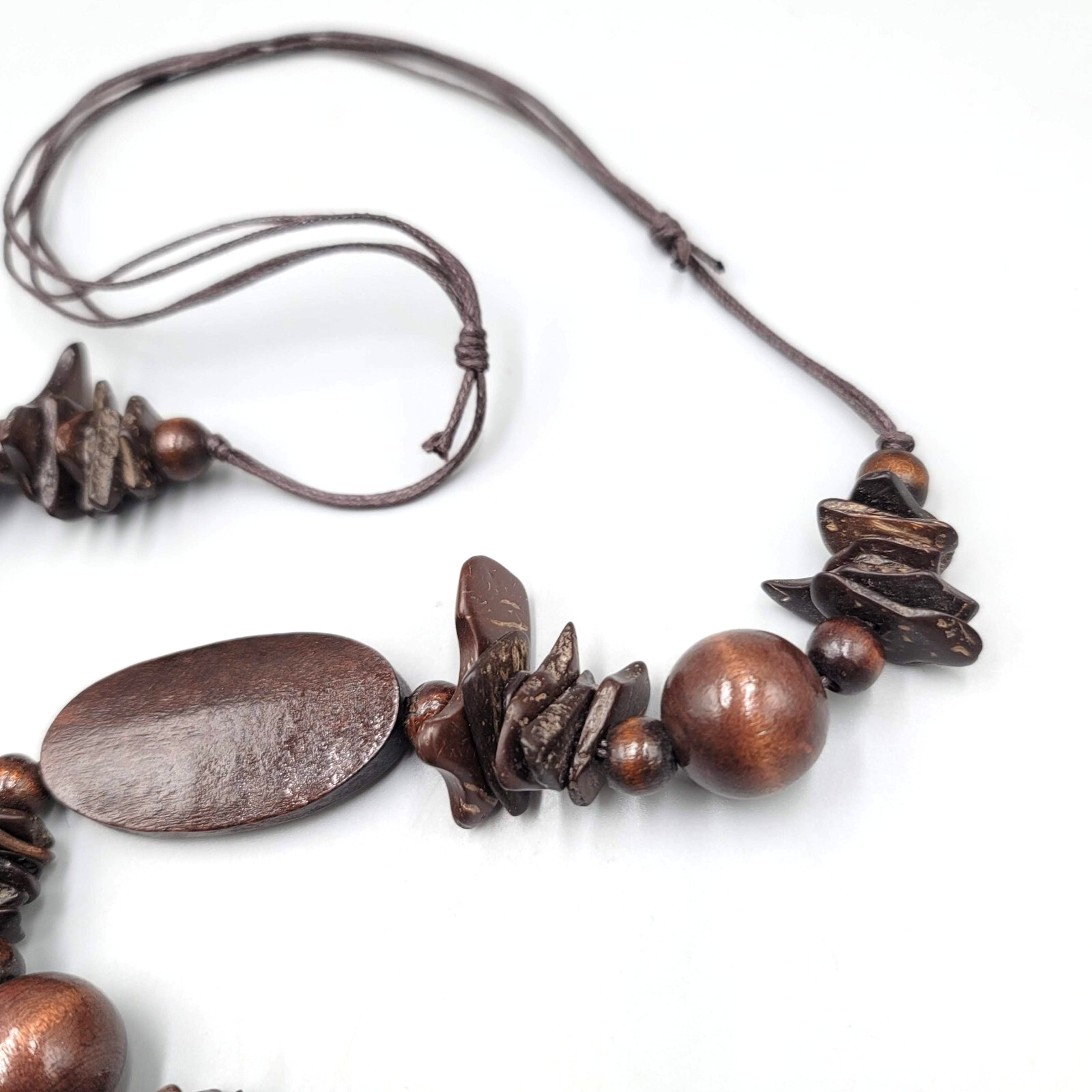 Wood Bead Necklace Possible Belt Adjustable Cord 36"- 40"
