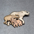 Vintage K & T Elephants Brooch Pin Copper Brass Silver Tone Modern Signed